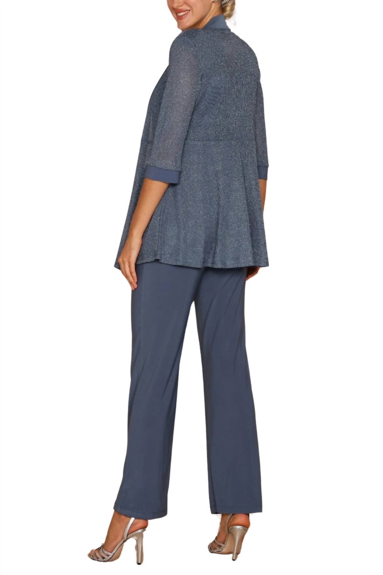 R&M Richards - Sleeveless Top And Loose Pants With Matching Jacket Set