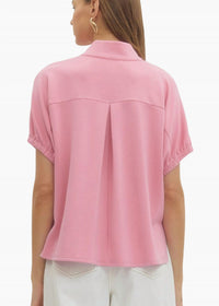 entro Collins Collared Top in dusty pink - women's t-shirt - detail view