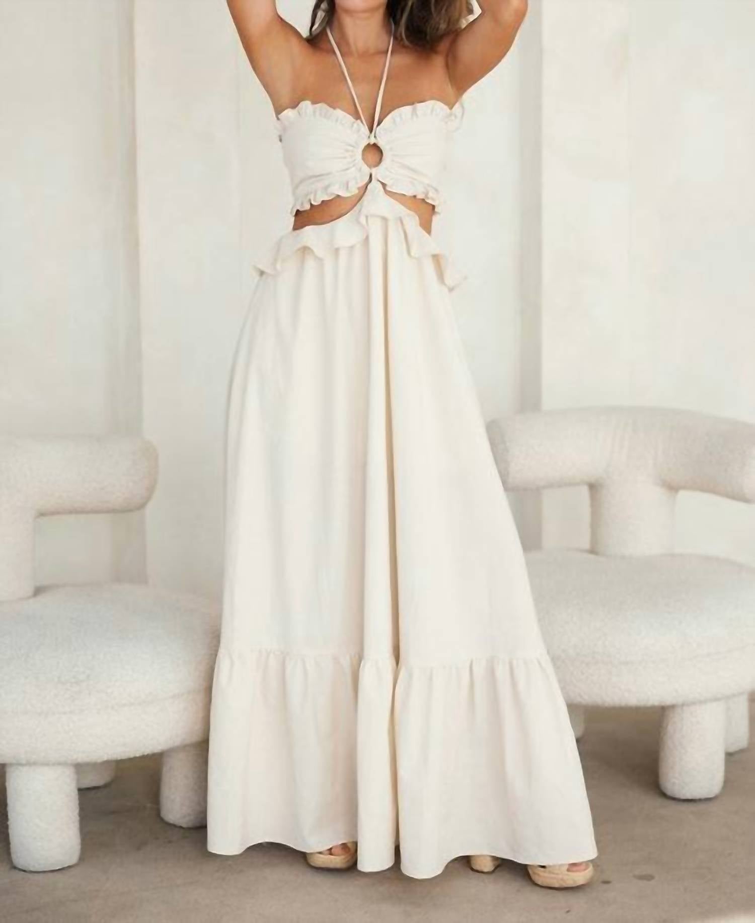 Endless Blu. - Cut-out Ruffled Maxi Halter Dress