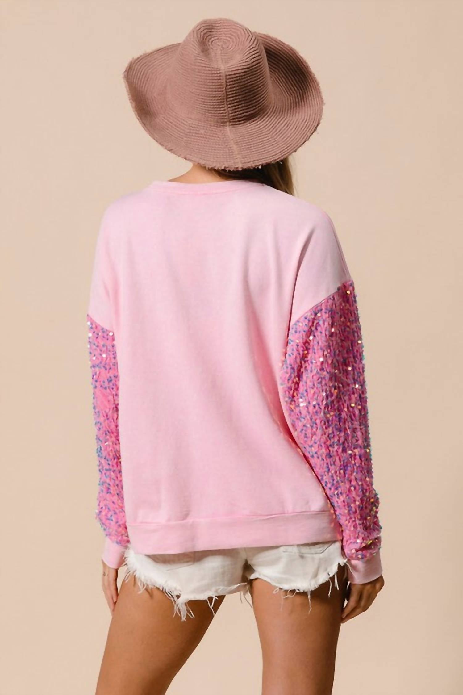 Bibi - Sequin Sleeve Santa Sweatshirt
