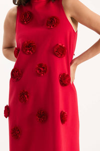 Tyler Boe Cleo Ponte Satin Trim Mini Dress in classic red - women's dress - view 4