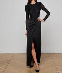 L'Agence Emmarie Maxi Wrap Skirt in black - women's skirt - alternate view