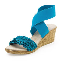 Charleston Shoe Co. - Women's Carolina Satin Ruffle Wedge Sandal