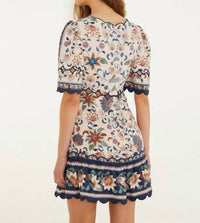 Farm Rio - Delhi Tapestry Scallop Cut-out Mini Dress