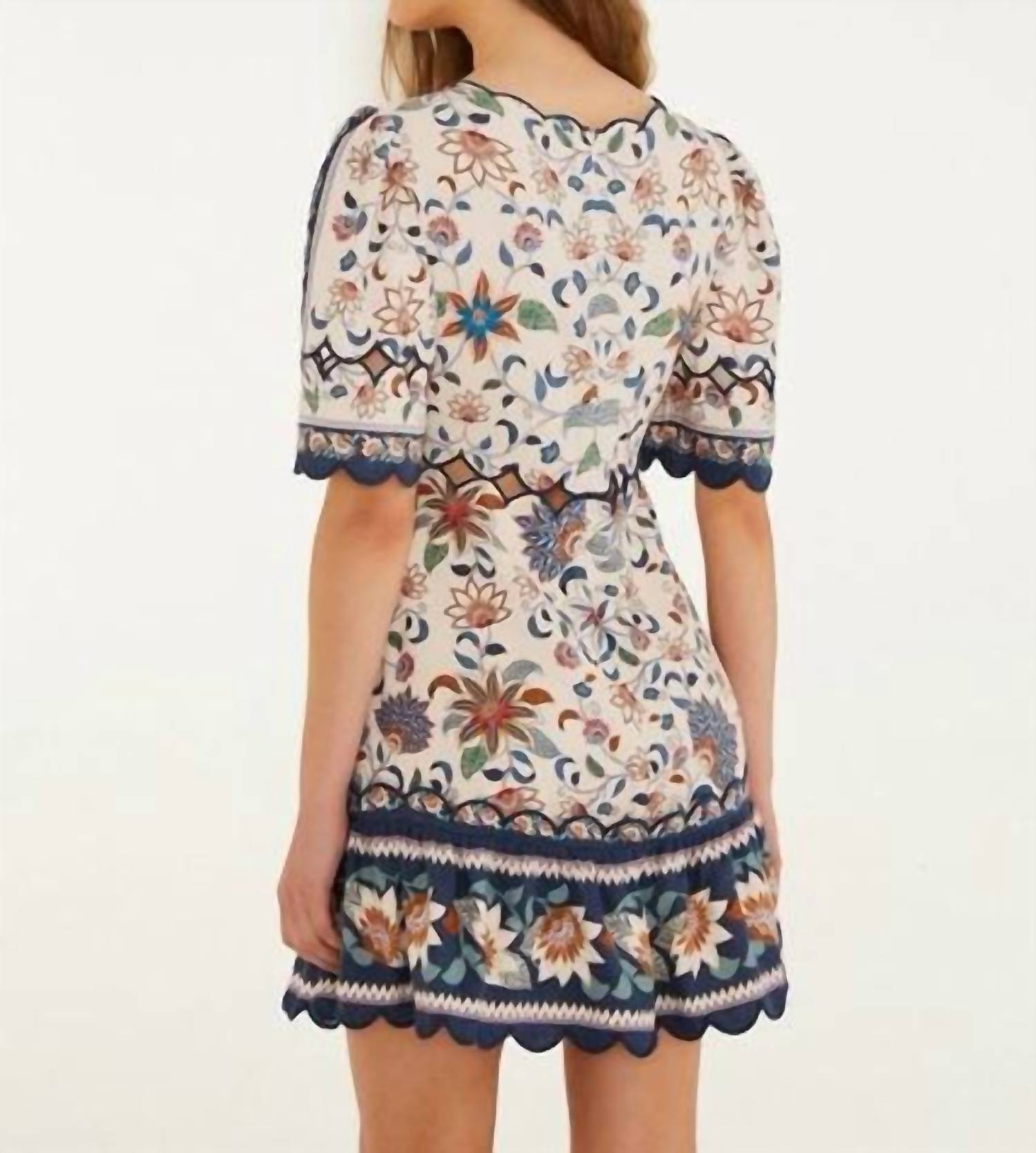Farm Rio - Delhi Tapestry Scallop Cut-out Mini Dress