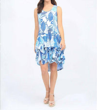 Tango Mango - Sleeveless Tropical Print Ruffle Dress