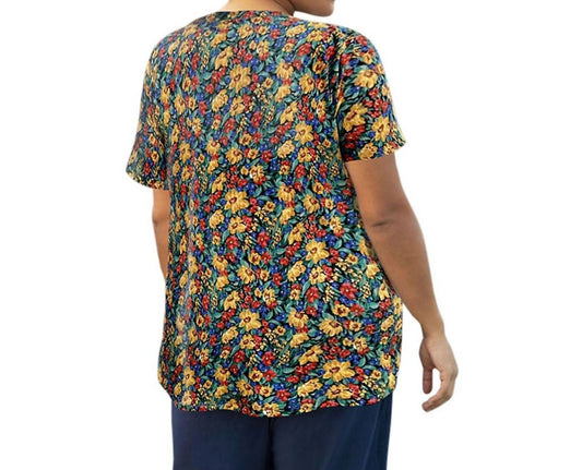 On The Plus Side - Printed Short Sleeve V-Neck Tunic - Plus