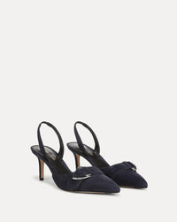 Veronica Beard Women's Loralyn Slingback Buckle Heel in navy - women's heels - detail view