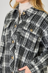 mystree Fringe Placket Detail Plaid Long Jacket in black - women's jacket - view 4