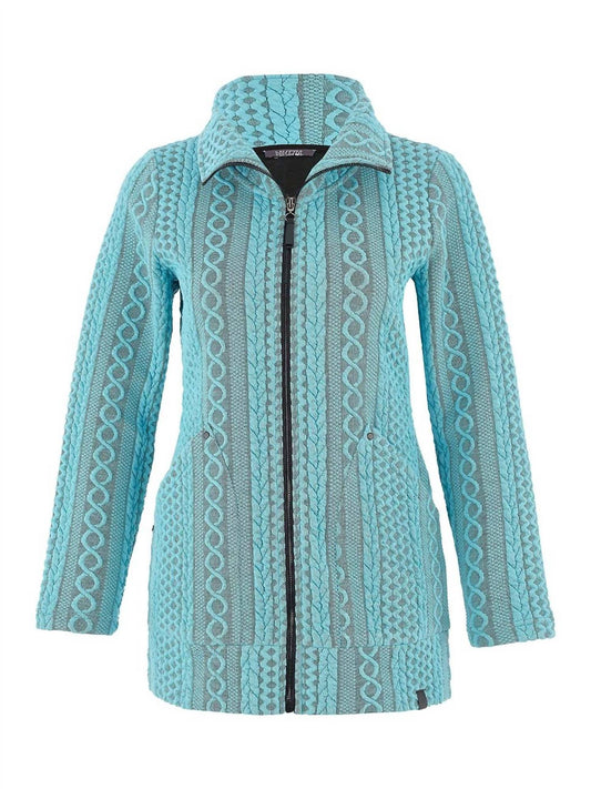 Dolcezza - Women's Embossed Cable Knit Zip Jacket