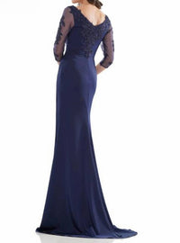 Marsoni By Colors - Mesh Long Sleeve Evening Gown