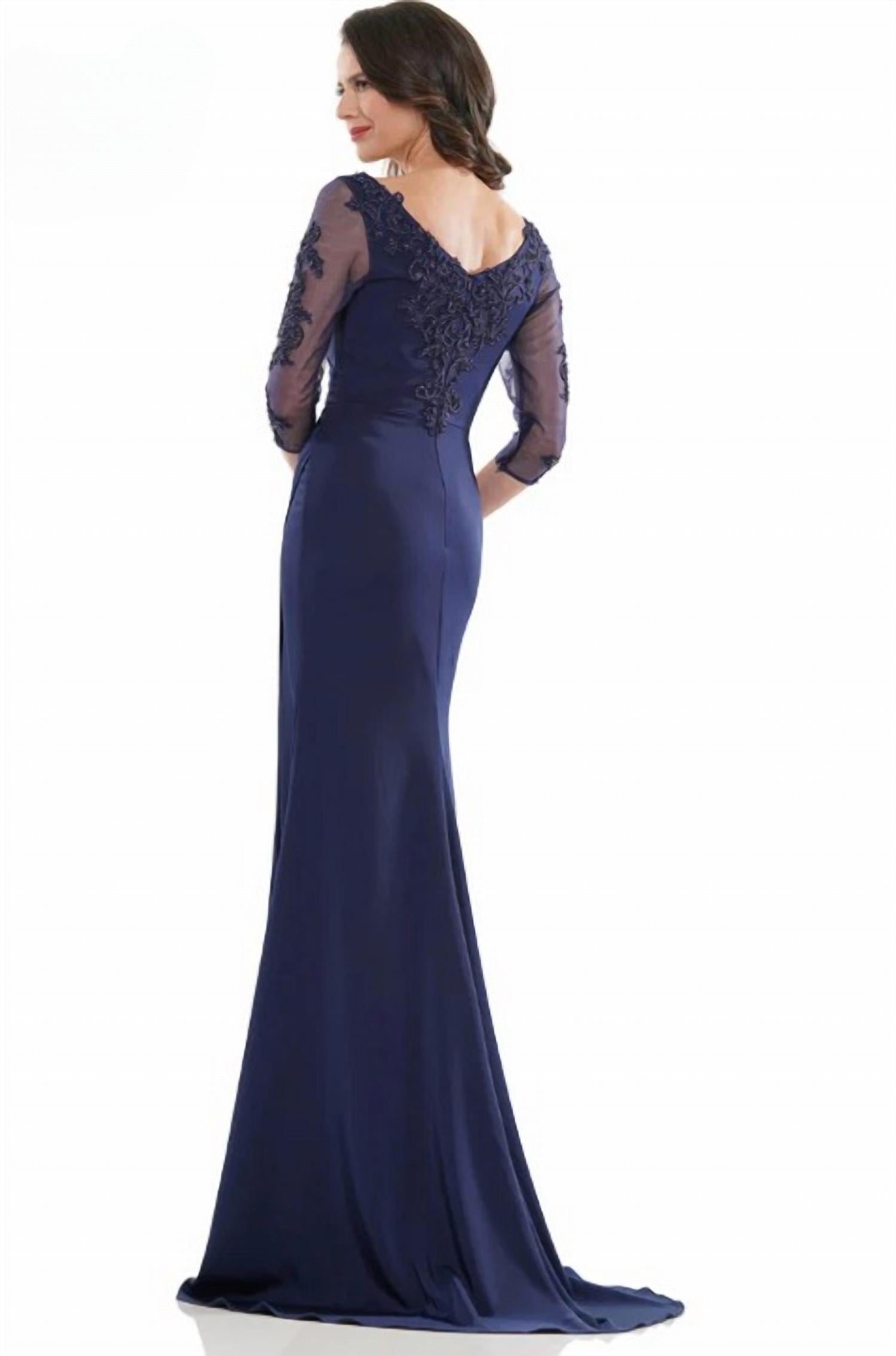 Marsoni By Colors - Mesh Long Sleeve Evening Gown
