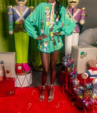 QUEEN OF SPARKLES Women's Nutcracker Band Shorts in green - women's shorts - alternate view