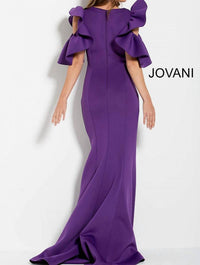 Jovani - Long Fit And Flare Scuba Cold Shoulder Dress