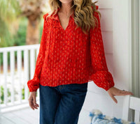 Sail To Sable - Lurex Ruffle Front Top