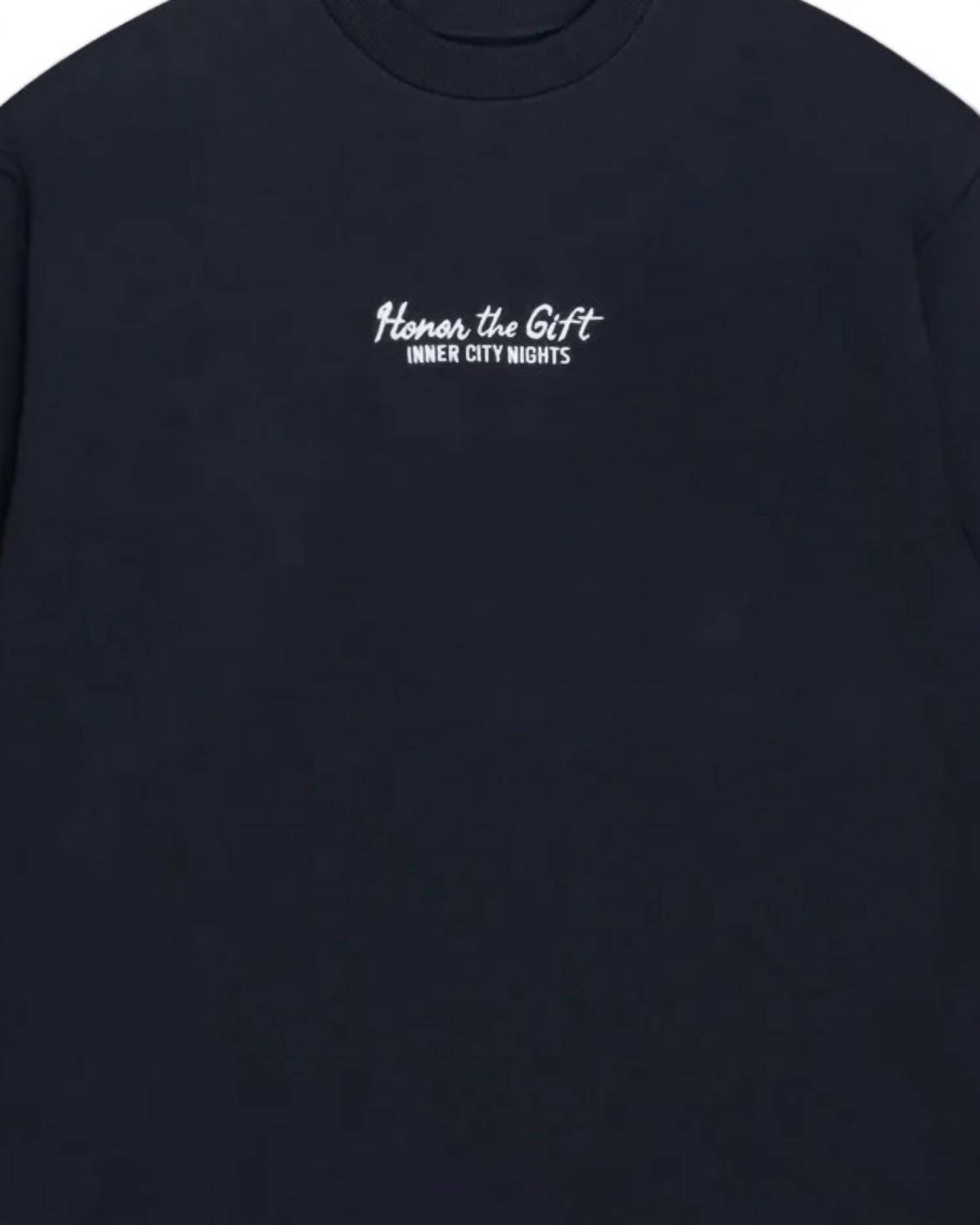 HONOR THE GIFT Men's 1988 Drive In Crewneck in crewneck in black - men's long sleeve top - detail view
