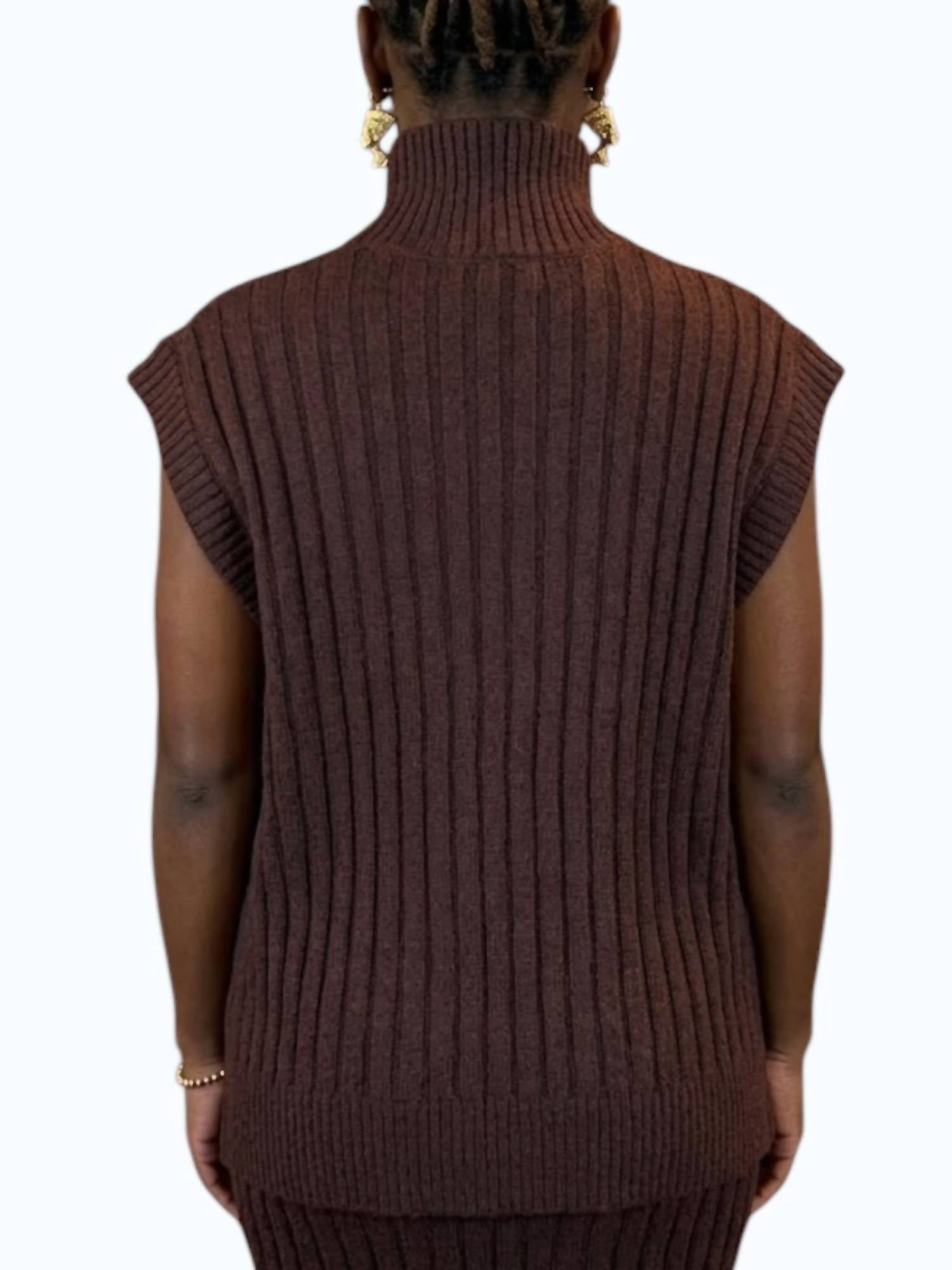 Klesis Iris Sleeveless Sweater in chocolate chocolate - women's sweater - detail view