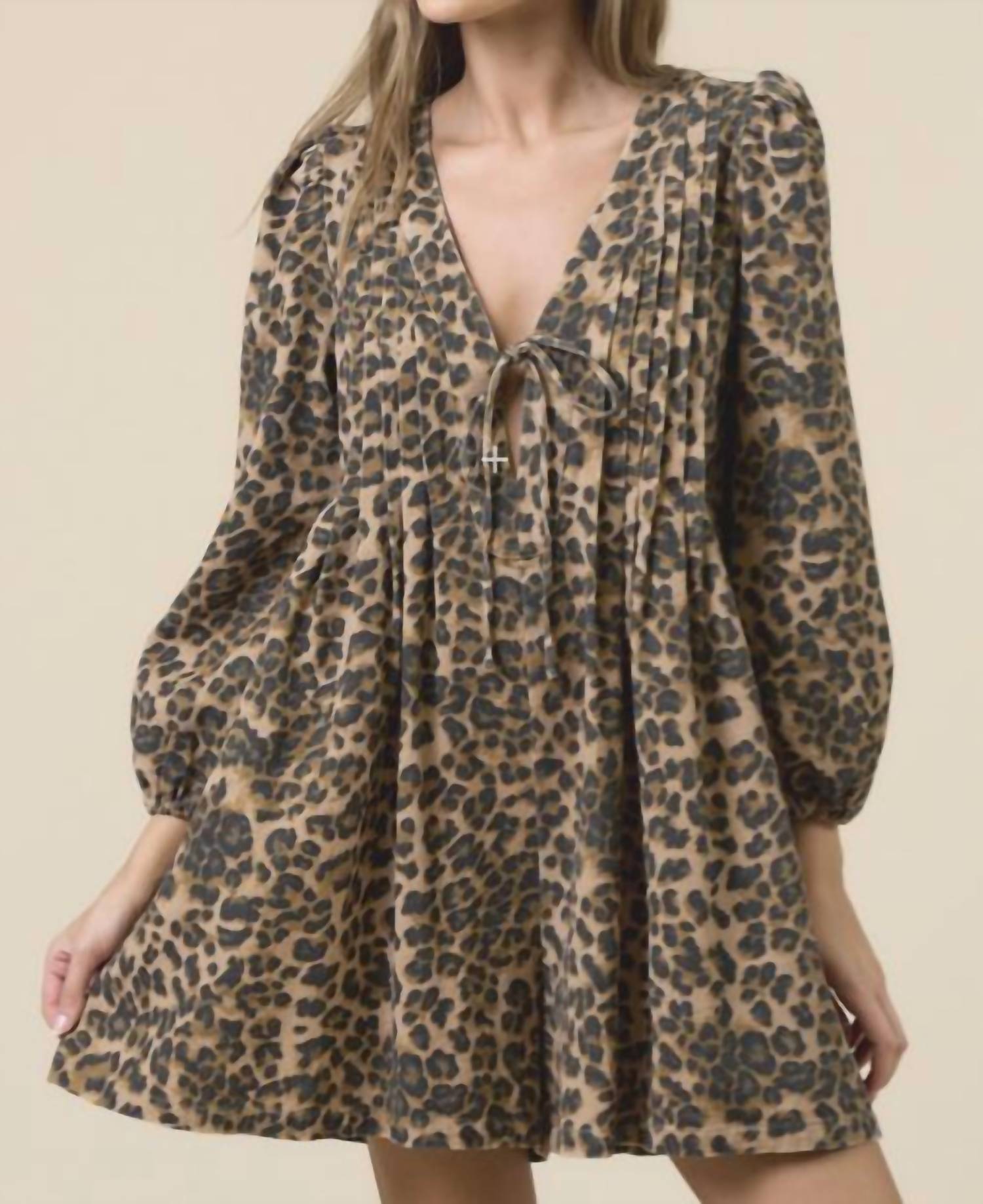 Lalavon - Leopard Tie Front Romper