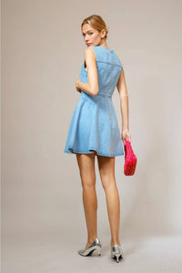 Blue B - Jeweled Button Mini Denim Dress