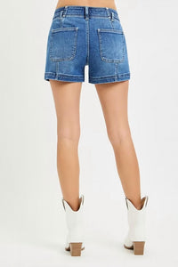 Risen - Mid Rise Shorts With Seam Details