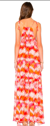 Show Me Your Mumu Rochester Maxi Halter Dress in orange pink - women's dress - detail view