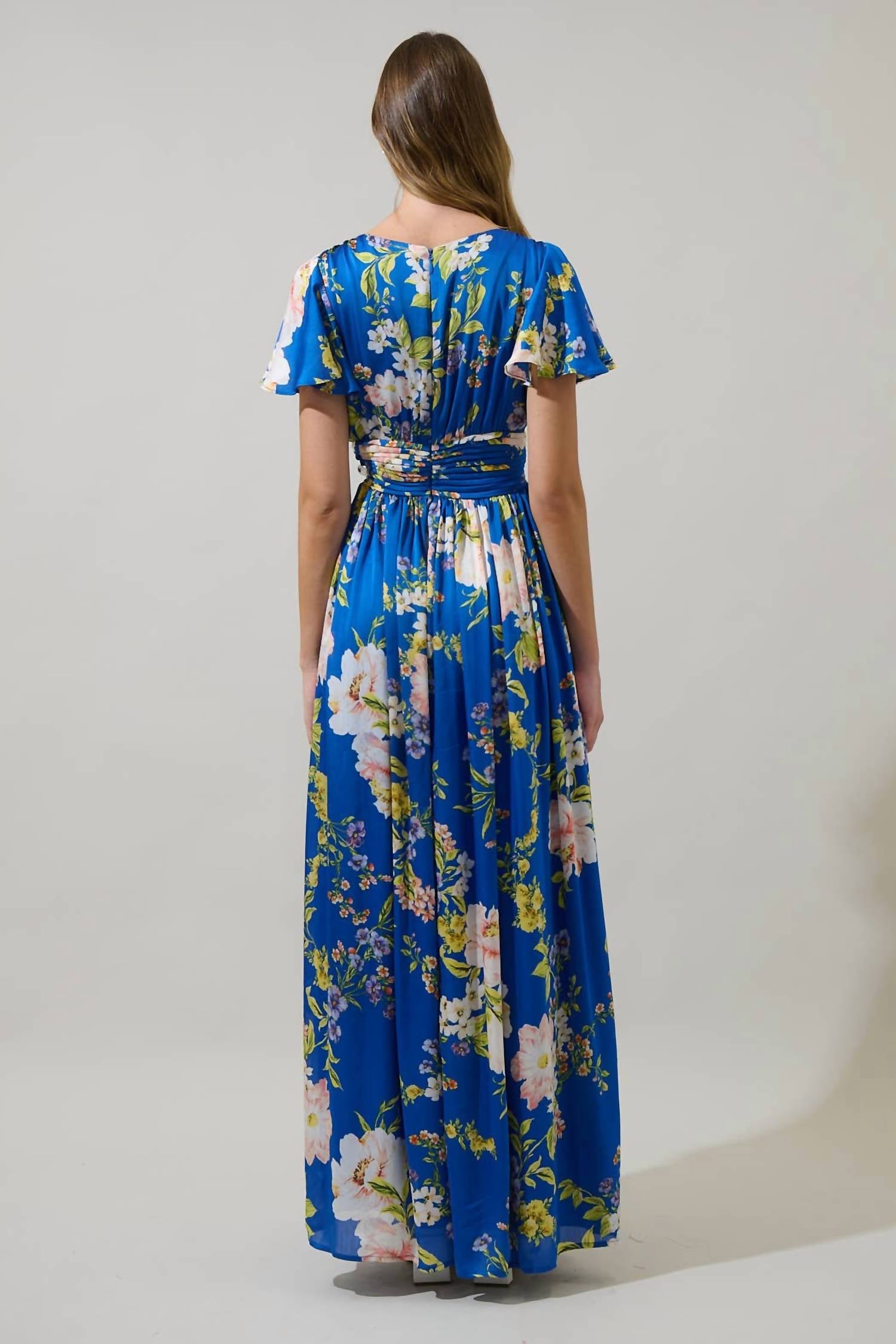 Sugarlips - Solary Floral Eloray Pleated Maxi Dress