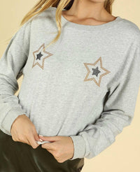 Honey Punch - Jeweled Star Cropped Long Sleeve Top