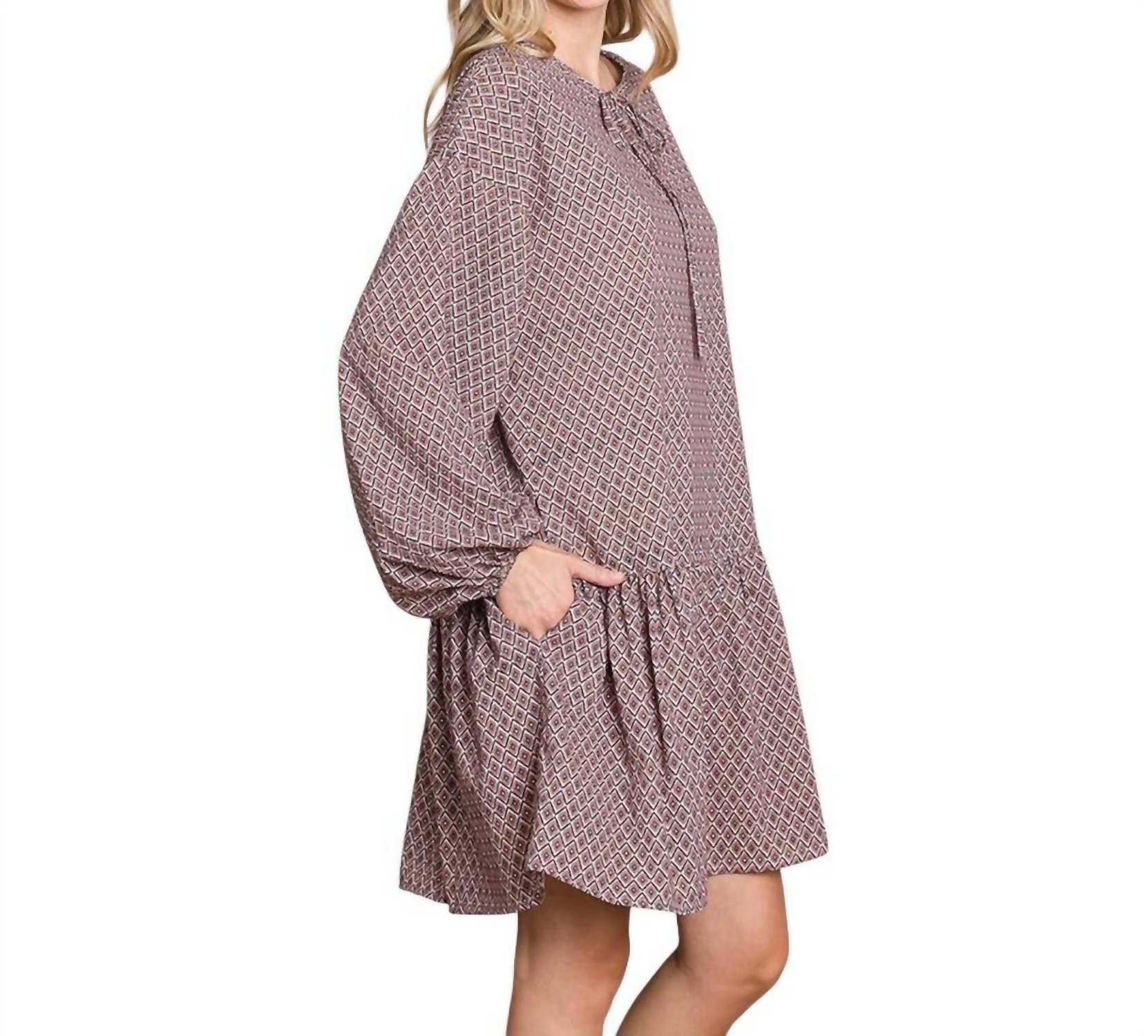 Cotton Bleu - Boho Tile Print Babydoll Dress