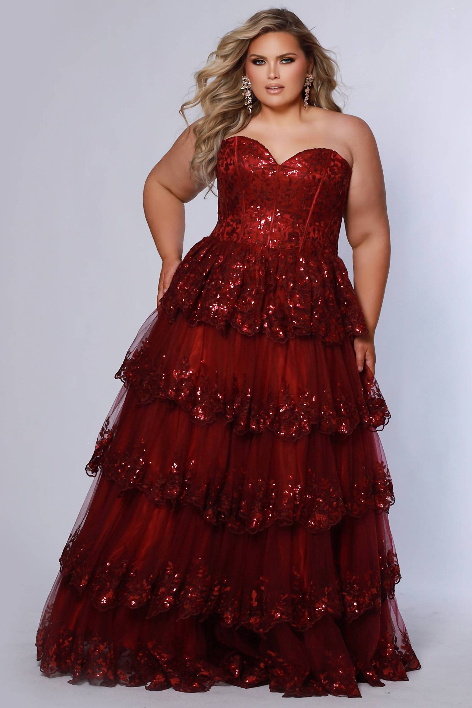 Sydney'S Closet - Strapless Beaded Prom Dress