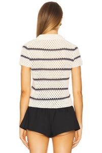 Vince - Macrame Stripe Henley Top