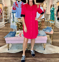 Adrienne - Ruffle Collar Shirt Dress