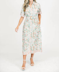 Marigold Penelope Petite Feuille Dress in beige - women's dress