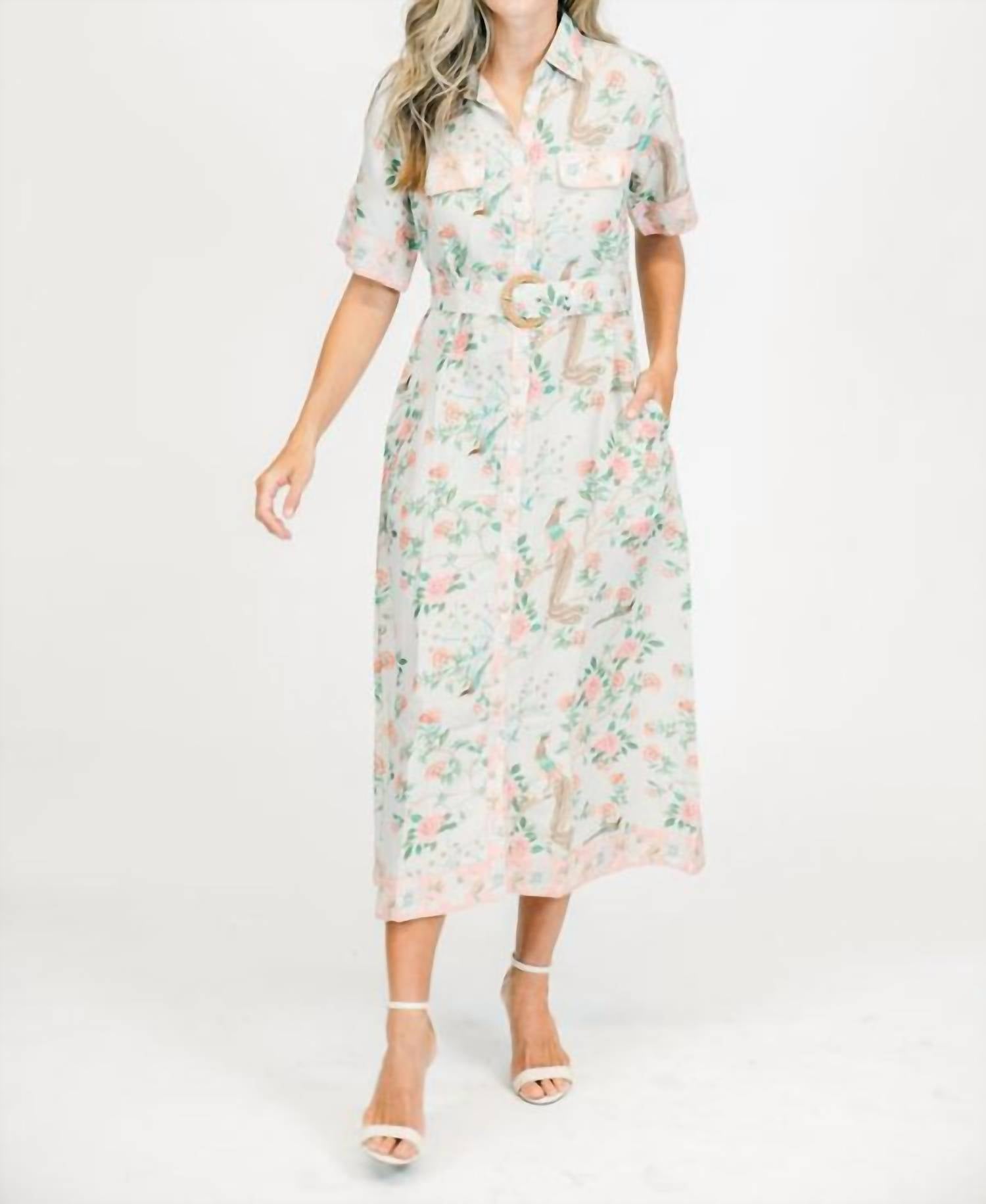 Marigold Penelope Petite Feuille Dress in beige - women's dress