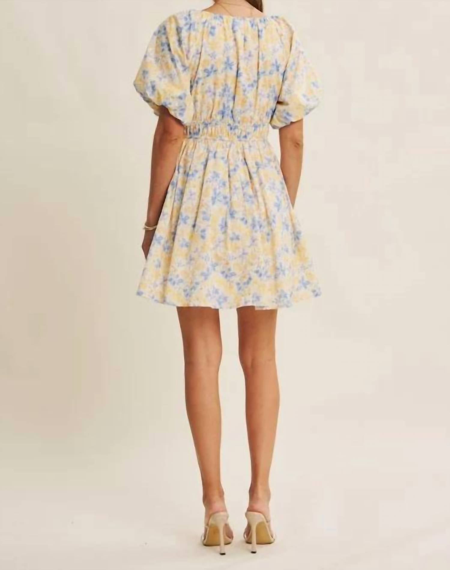 In February - Spring Airy Watercolor Mini Dress