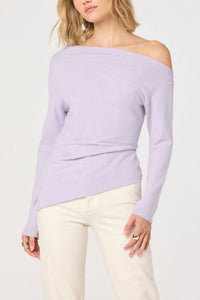 ASTR Miah Off-the-shoulder Top in lilac - women's long sleeve top - alternate view