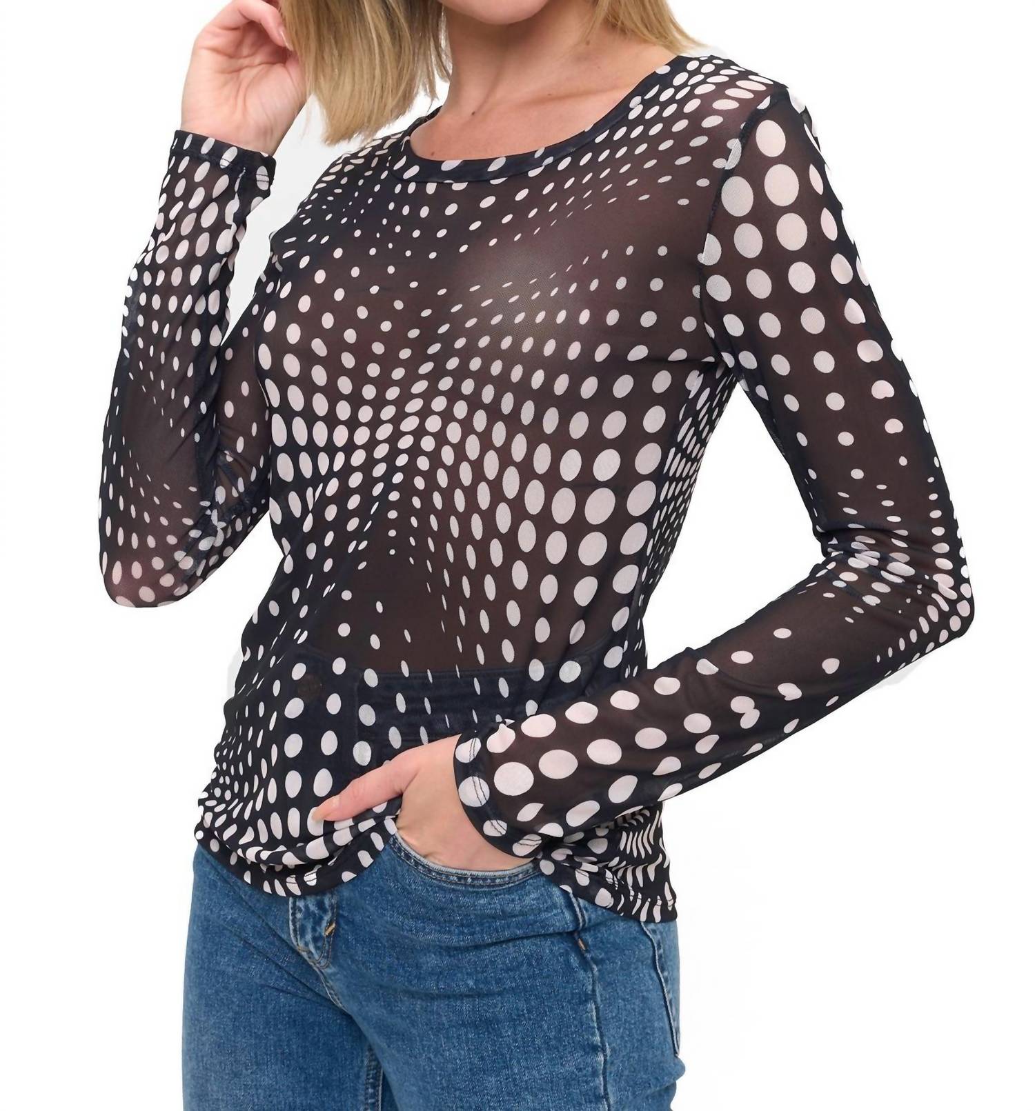 Ariella - POLKA DOT MESH TOP