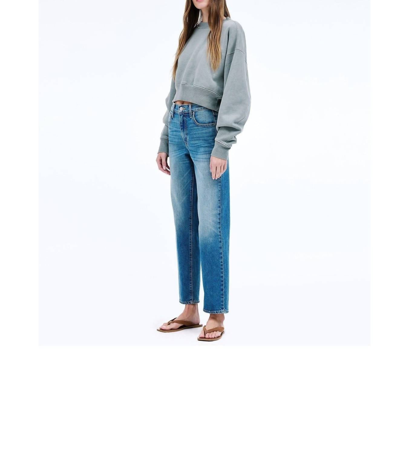 SLVRLAKE Sophie Mid Rise Straight Leg Jeans in common ground - women's jeans - detail view