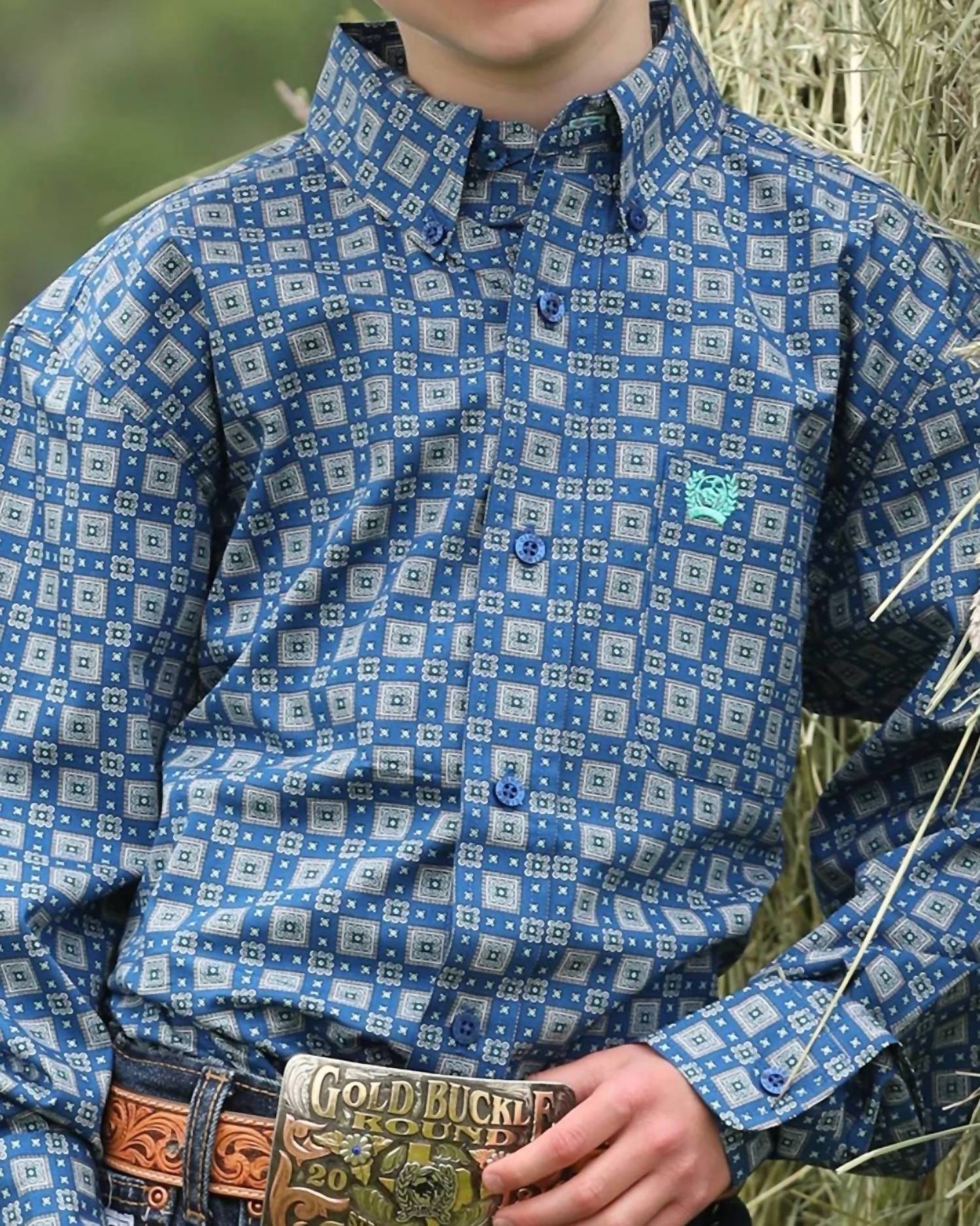 Cinch - Boys Long Sleeve Button Down Western Shirt