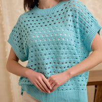Bibi - Open Knit Eyelet Top