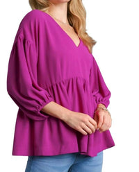 Umgee - V-neck Babydoll Top