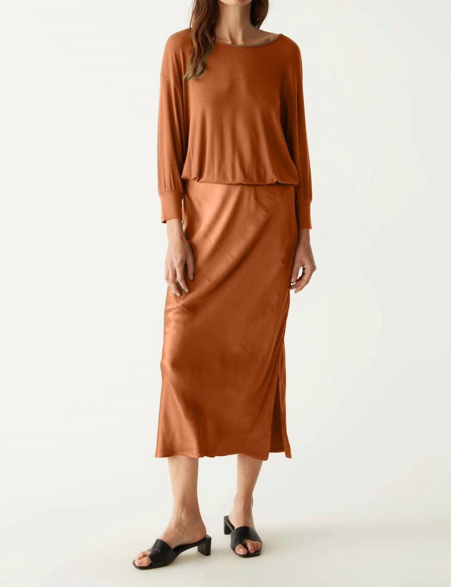 Michael Stars - Nadia Mixed Fabric Satin Dress