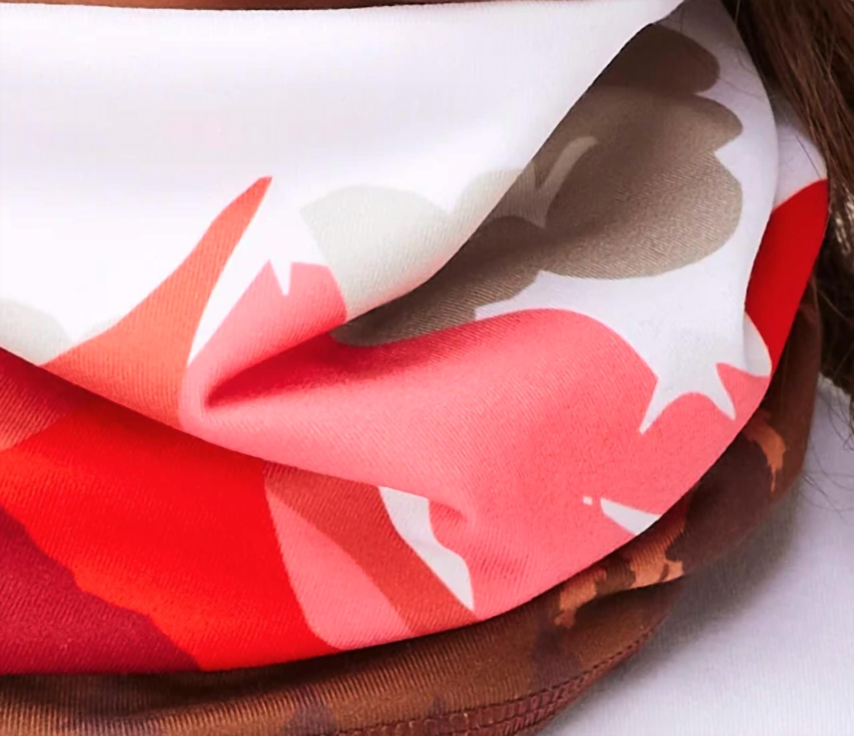 krimson klover Illustrated Neck Gaiter in wind river pecan brown - women's scarf - detail view