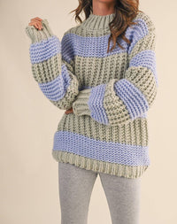 Klesis - Color Block Mock Neck Sweater