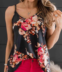 Shiying Fashion - Floral Print Spaghetti Strap Tank