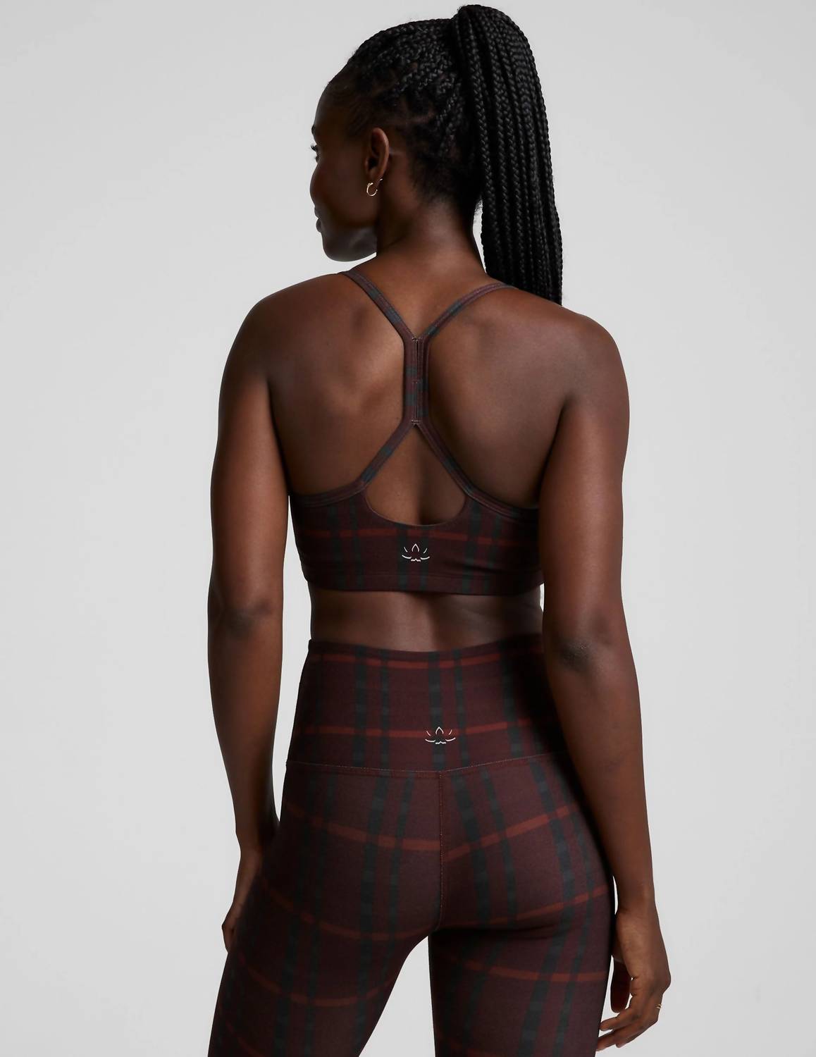 BEYOND YOGA Women's Softmark Slim Racerback Bra in dark cherry preppy plaid - women's intimate - view 4