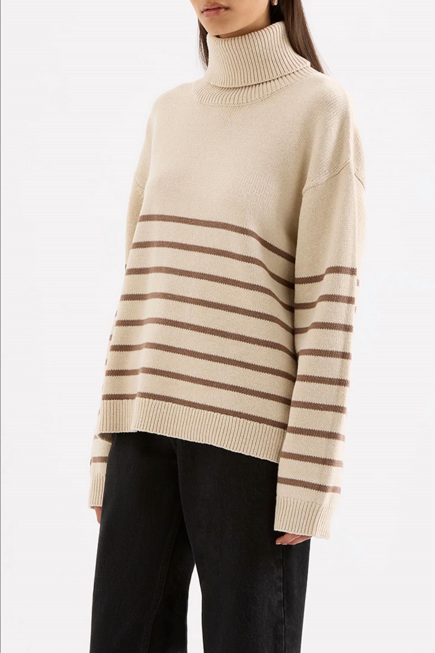 Nude Lucy Venus Turtleneck Sweater in milk stripe - women's sweater - detail view