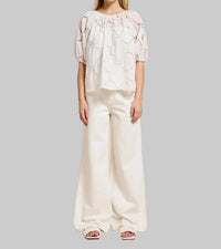 Flat White - Bloom Eyelet Blouse