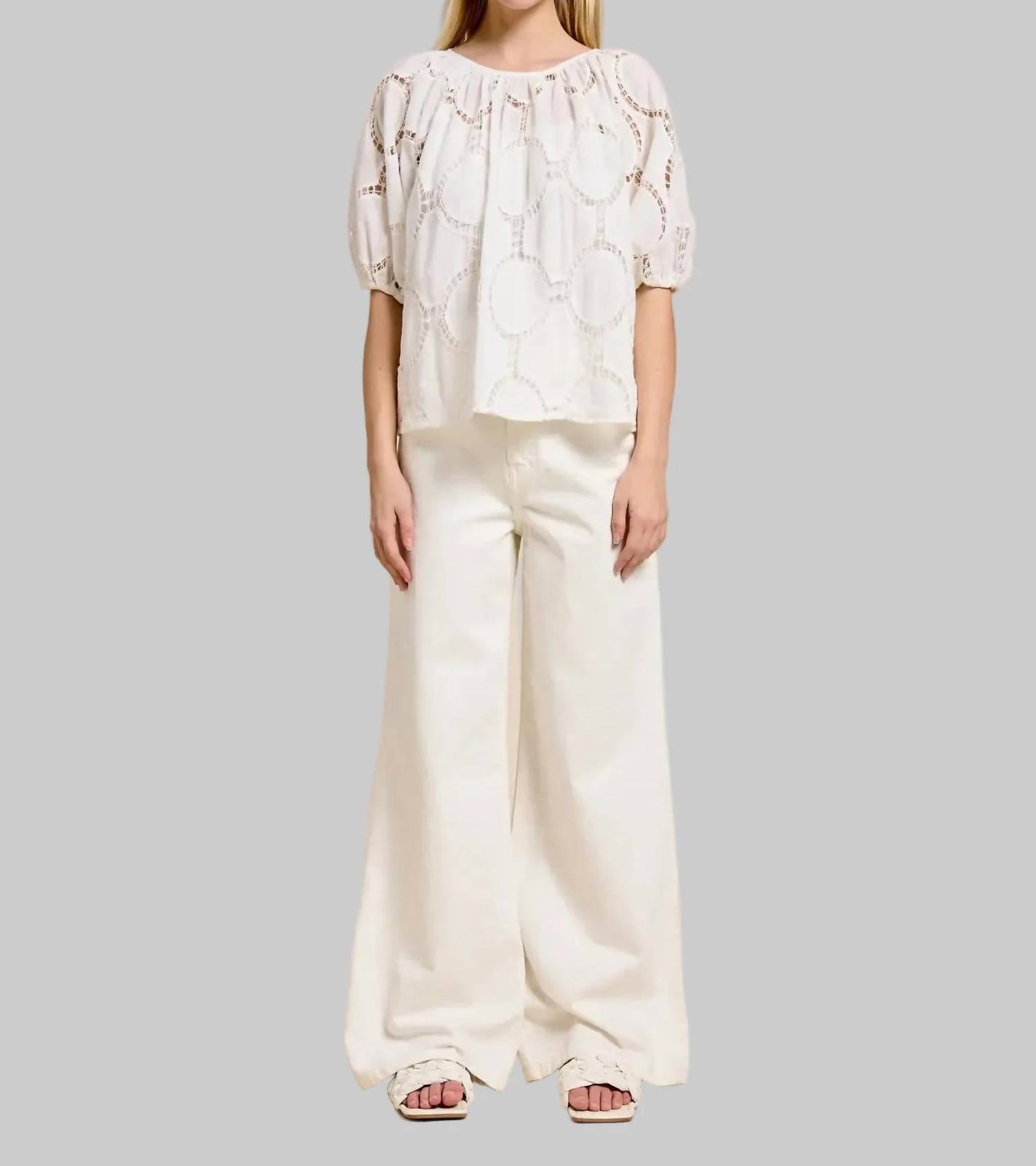 Flat White - Bloom Eyelet Blouse