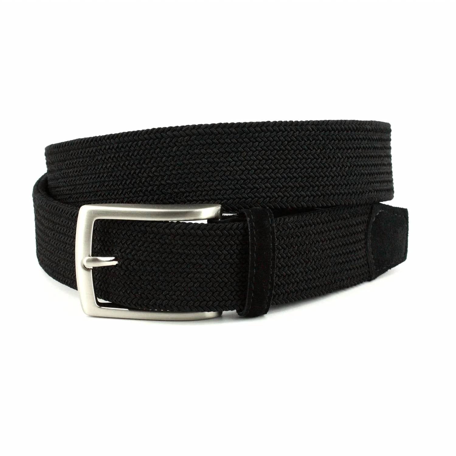 Torino Leather - Men's Italian Tubular Woven Stretch Belt With Suede End & Loop