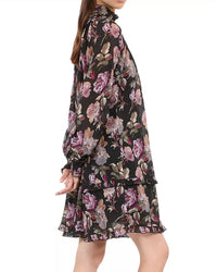 The Kooples - Floral Smocked Mock Neck Mini Dress